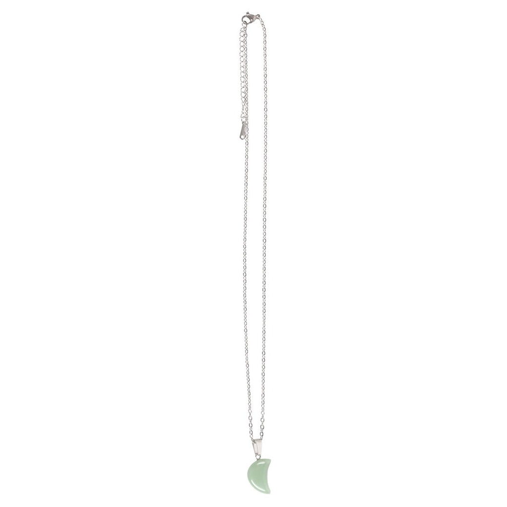 Green Aventurine Crystal Moon Necklace on Greeting Card